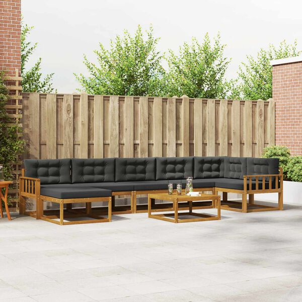 vidaXL Venkovn&iacute; pohovkov&aacute; souprava 8 pcs Přirozen&aacute; a Anthracitov&aacute;