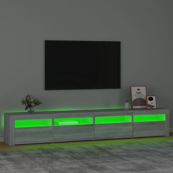 vidaXL TV skříňka s LED osvětlením šedá sonoma 240x35x40 cm