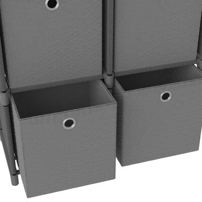 vidaXL Výstavní police 6 přihrádek s boxy šedé 103x30x72,5 cm textil