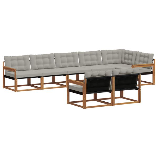 vidaXL Venkovn&iacute; pohovkov&aacute; souprava 8 pcs Př&iacute;rodn&iacute; a světle &scaron;ed&aacute;