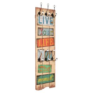 vidaXL N&aacute;stěnn&yacute; vě&scaron;&aacute;k na kab&aacute;ty LE LIFE s 6 h&aacute;čky 120 x 40 cm