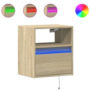 vidaXL N&aacute;stěnn&yacute; nočn&iacute; stolek s LED osvětlen&iacute;m dub sonoma