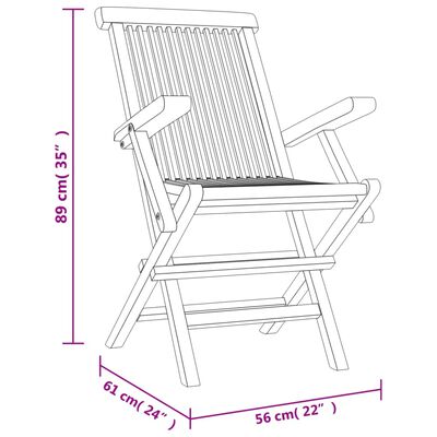 vidaXL Skládací zahradní židle 2 ks šedé 56 x 61 x 89 cm masivní teak