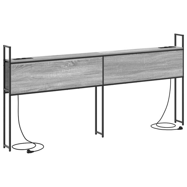 vidaXL &Uacute;ložn&aacute; hlavov&aacute; deska s nab&iacute;jec&iacute; stanic&iacute; &Scaron;ed&aacute; sonoma 180 cm