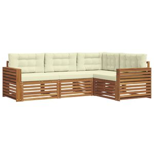 vidaXL Venkovn&iacute; pohovkov&aacute; souprava 4 pcs Přirozen&aacute; a Kr&eacute;mov&aacute;