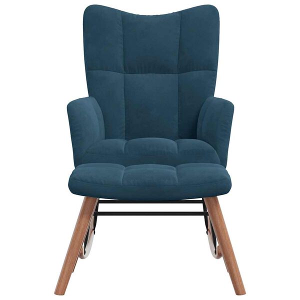 vidaXL Houpac&iacute; křeslo s stoličkou modr&eacute; sametov&eacute;