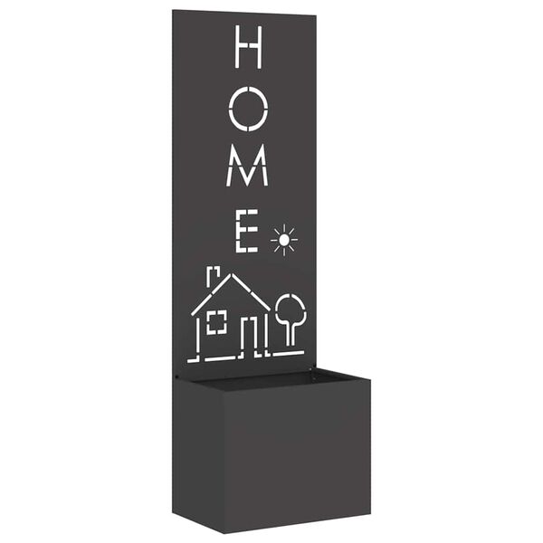 vidaXL Soukrom&iacute; na zahradě Čern&aacute; 50 x 140 cm Studeně v&aacute;lcovan&aacute; ocel