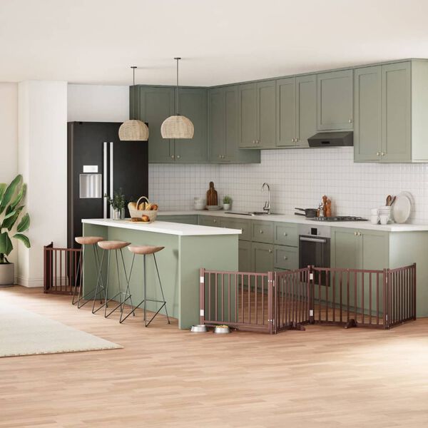 vidaXL Z&aacute;brana pro psy s dv&iacute;řky skl&aacute;dac&iacute; 6 panelů hněd&aacute; 480 cm topol