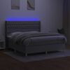 vidaXL Box spring postel s matrac&iacute; a LED světle &scaron;ed&aacute; 160x200 cm textil