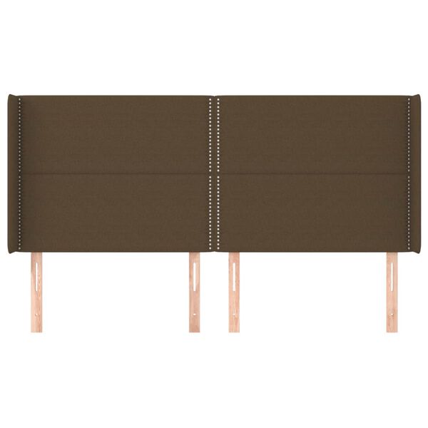 vidaXL Čelo postele typu u&scaron;&aacute;k tmavě hněd&eacute; 183x16x118/128 cm textil