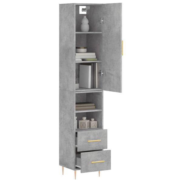 vidaXL Skř&iacute;ň highboard betonově &scaron;ed&aacute; 34,5x34x180 cm kompozitn&iacute; dřevo