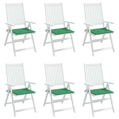 vidaXL Podušky na zahradní židli 6 ks zelené 40x40x3 cm látka oxford