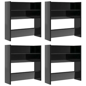 vidaXL N&aacute;stěnn&eacute; botn&iacute;ky 4 ks čern&eacute; leskl&eacute; 60x18x60 cm kompozitn&iacute; dřevo