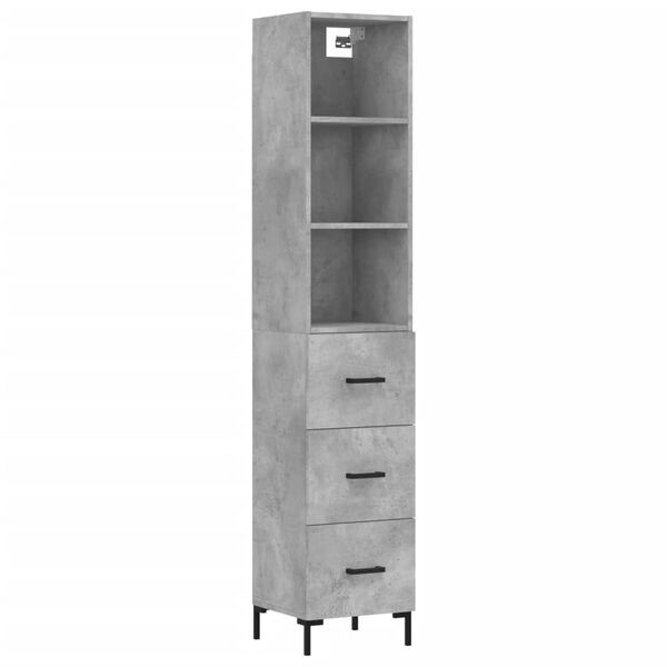 vidaXL Skř&iacute;ň highboard betonově &scaron;ed&aacute; 34,5x34x180 cm kompozitn&iacute; dřevo
