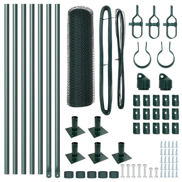 vidaXL Plotov&yacute; sloupek. Zelen&aacute; 10 x 0,4 m (s&iacute;ť 13 mm) Ocel a PVC