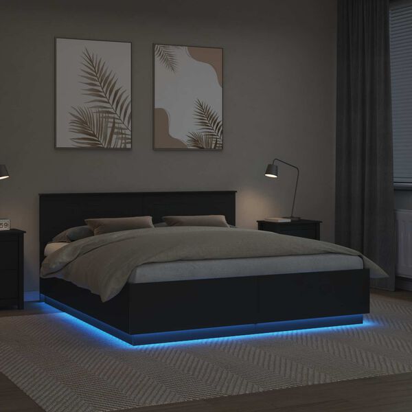 vidaXL R&aacute;m postele s čelo Čern&aacute; 200 x 200 cm kompozitn&iacute; dřevo