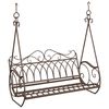 vidaXL Houpac&iacute; lavička Ocel 112 x 60 x 126,5 cm Antick&aacute; hněd&aacute;