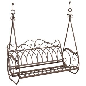 vidaXL Houpac&iacute; lavička Ocel 112 x 60 x 126,5 cm Antick&aacute; hněd&aacute;
