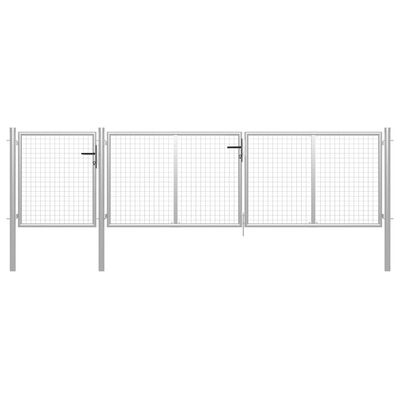 vidaXL Zahradní plotová brána ocel 400 x 75 cm stříbrná