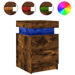 vidaXL Nočn&iacute; stolek s LED osvětlen&iacute;m kouřov&yacute; dub 35 x 39 x 55 cm