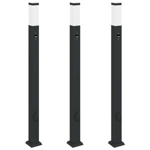 vidaXL Sloupkov&aacute; světla se senzorem a z&aacute;suvkou 3 ks 110 cm čern&aacute; IP44
