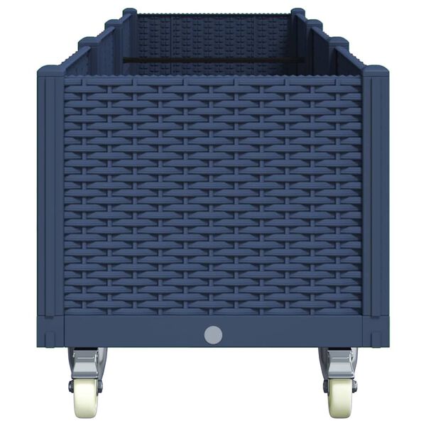 vidaXL Zahradn&iacute; truhl&iacute;k na kolečk&aacute;ch modr&aacute; &scaron;ed&aacute; 240 x 50 x 54 cm PP