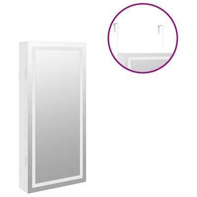 vidaXL Zrcadlová šperkovnice s LED světly nástěnná bílá