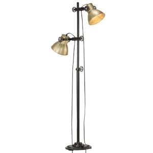 vidaXL Podlahov&aacute; lampa se 2 sv&iacute;tidly mosazn&aacute; E27 litina