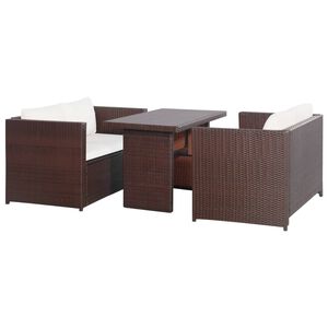 vidaXL 3d&iacute;ln&yacute; bistro set s podu&scaron;kami hněd&yacute; polyratan hněd&yacute;
