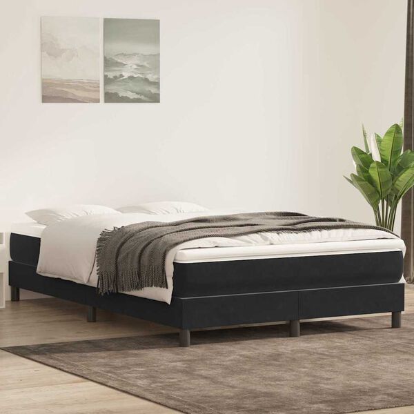 vidaXL Box spring postel s matrac&iacute; čern&aacute; 140x210 cm samet