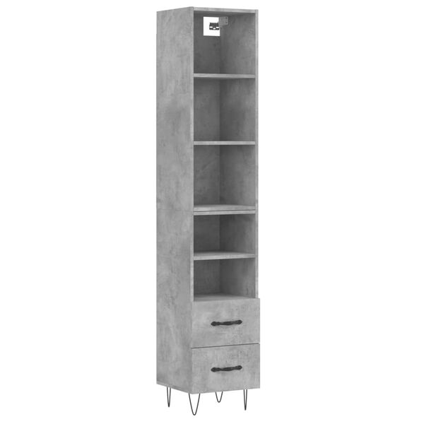 vidaXL Skř&iacute;ň highboard betonově &scaron;ed&aacute; 34,5x34x180 cm kompozitn&iacute; dřevo