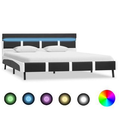 vidaXL Rám postele s LED světlem šedý umělá kůže 120 x 200 cm