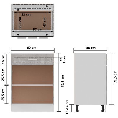 vidaXL Spodní skříňka zásuvka betonově šedá 60x46x81,5 cm dřevotříska