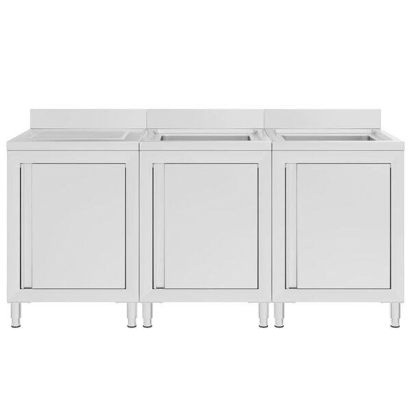 vidaXL Gastro kuchyňsk&aacute; dřezov&aacute; skř&iacute;ňka 180 x 60 x 96 cm nerezov&aacute; ocel