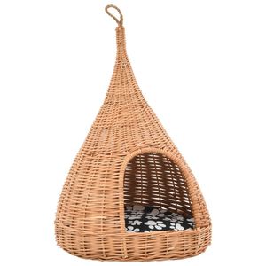 vidaXL Domeček pro kočky s podu&scaron;kou 40 x 60 cm př&iacute;rodn&iacute; vrba t&yacute;p&iacute;