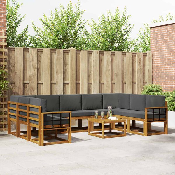 vidaXL Venkovn&iacute; pohovkov&aacute; souprava 10 pcs Přirozen&aacute; a Anthracitov&aacute;