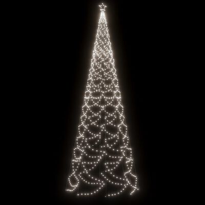 vidaXL Vánoční stromek s kovovým sloupkem 1 400 LED studený bílý 5 m