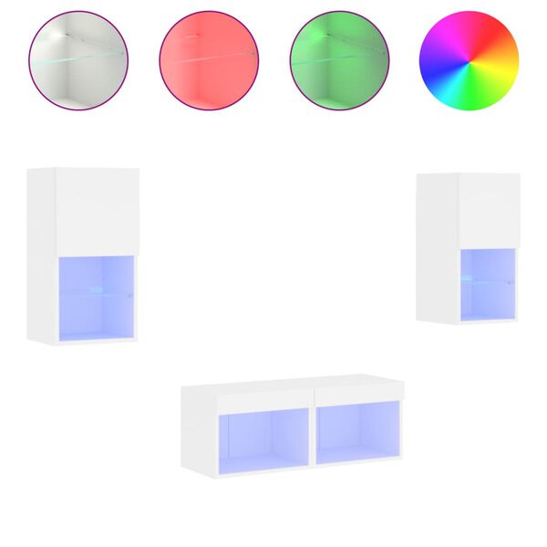 vidaXL 4d&iacute;ln&aacute; ob&yacute;vac&iacute; stěna s LED osvětlen&iacute;m b&iacute;l&aacute;