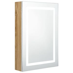 vidaXL LED koupelnov&aacute; skř&iacute;ňka se zrcadlem b&iacute;l&aacute; a dub 50 x 13 x 70 cm