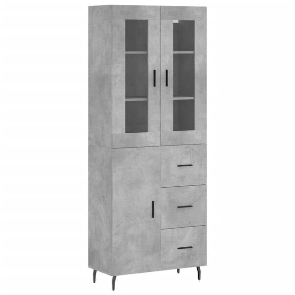 vidaXL Skř&iacute;ň highboard betonově &scaron;ed&aacute; 69,5x34x180 cm kompozitn&iacute; dřevo