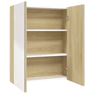 vidaXL Koupelnov&aacute; skř&iacute;ňka se zrcadlem 60x15x75 cm MDF b&iacute;l&aacute; a dub