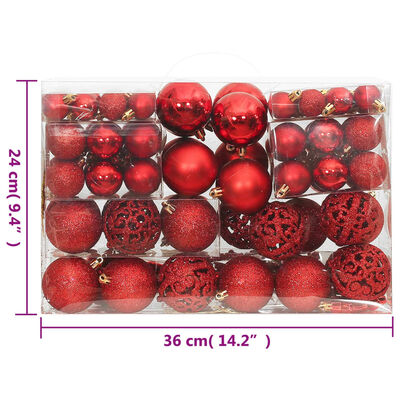 vidaXL 111dílná sada vánočních ozdob červená polystyren