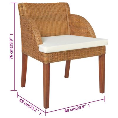 vidaXL Jídelní židle s poduškami 2 ks světle hnědé přírodní ratan