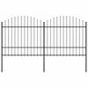 vidaXL Zahradn&iacute; plot s kop&iacute;m nahoře ocelov&yacute; 337 x 175 cm čern&yacute;