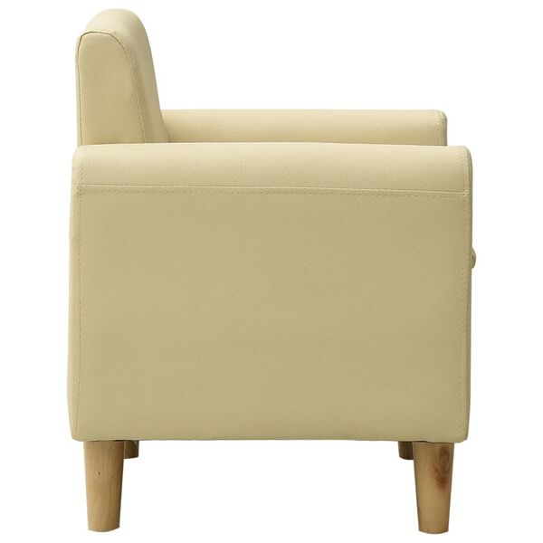 vidaXL Dětsk&aacute; sedačka kr&eacute;mově b&iacute;l&aacute; uměl&aacute; kůže