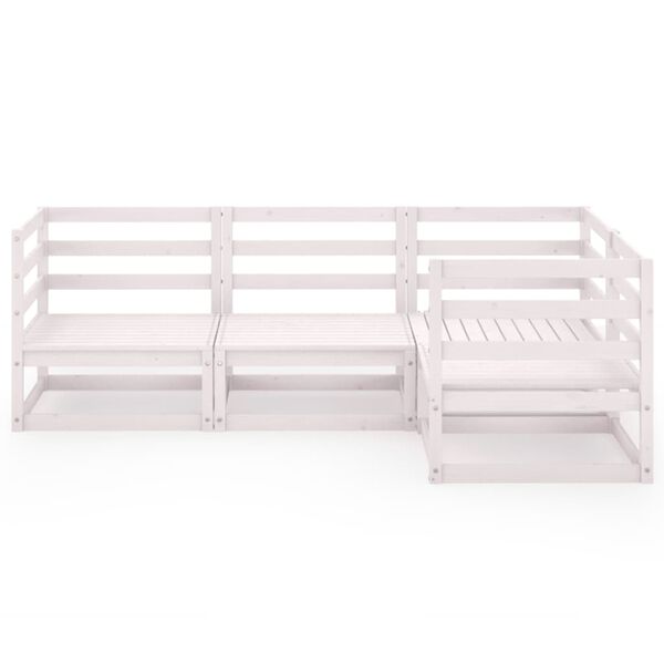 vidaXL 4d&iacute;ln&aacute; zahradn&iacute; sedac&iacute; souprava b&iacute;l&aacute; masivn&iacute; borovice