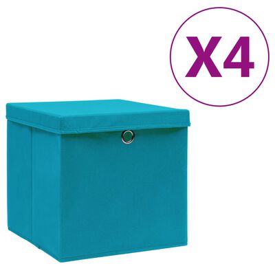 vidaXL Úložné boxy s víky 4 ks 28 x 28 x 28 cm bledě modré