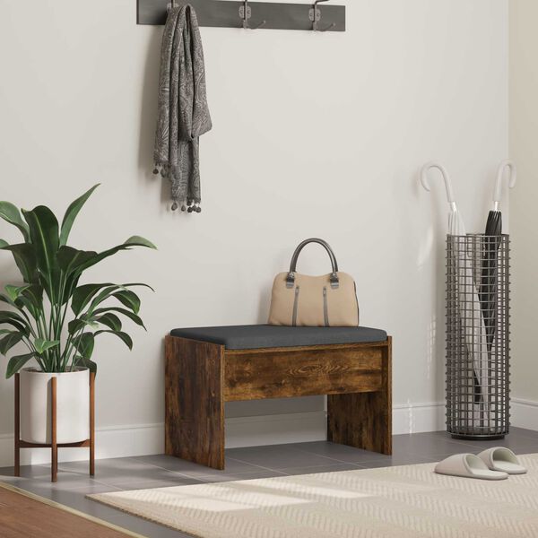 vidaXL Chodbičkov&aacute; lavice s pol&scaron;t&aacute;řem Kouřov&yacute; dub 63 x 38 x 40 cm