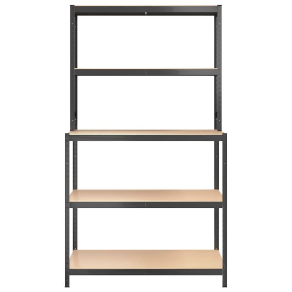 vidaXL 5patrov&yacute; pracovn&iacute; stůl s policemi antracitov&aacute; ocel a kompozit