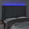 vidaXL Čelo postele s LED tmavě &scaron;ed&eacute; 147 x 16 x 118/128 cm textil